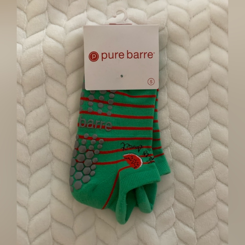 Pure Barre Green and Red Striped Socks [Small]